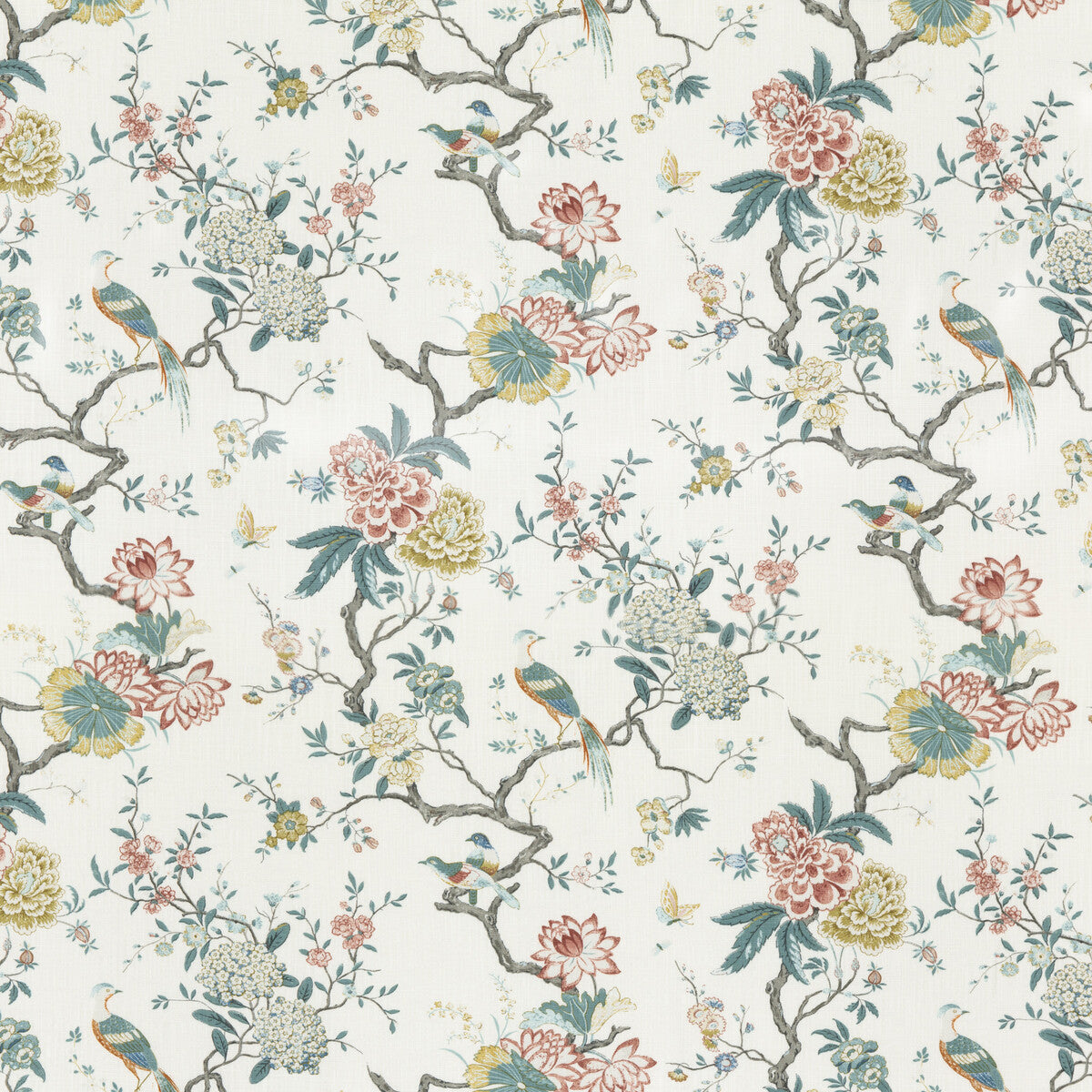 GP & J Baker Oriental Bird Signature Teal Fabric BP10771.5.0