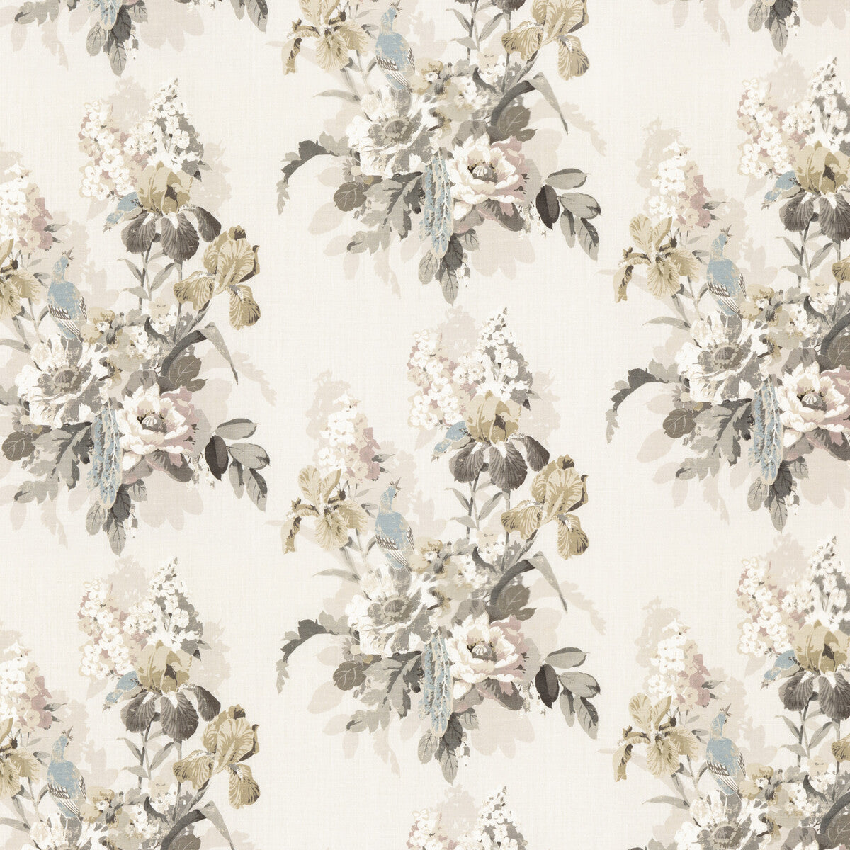 GP & J Baker Bird & Iris Ivory/Mole Fabric Sample BP10774.3.0