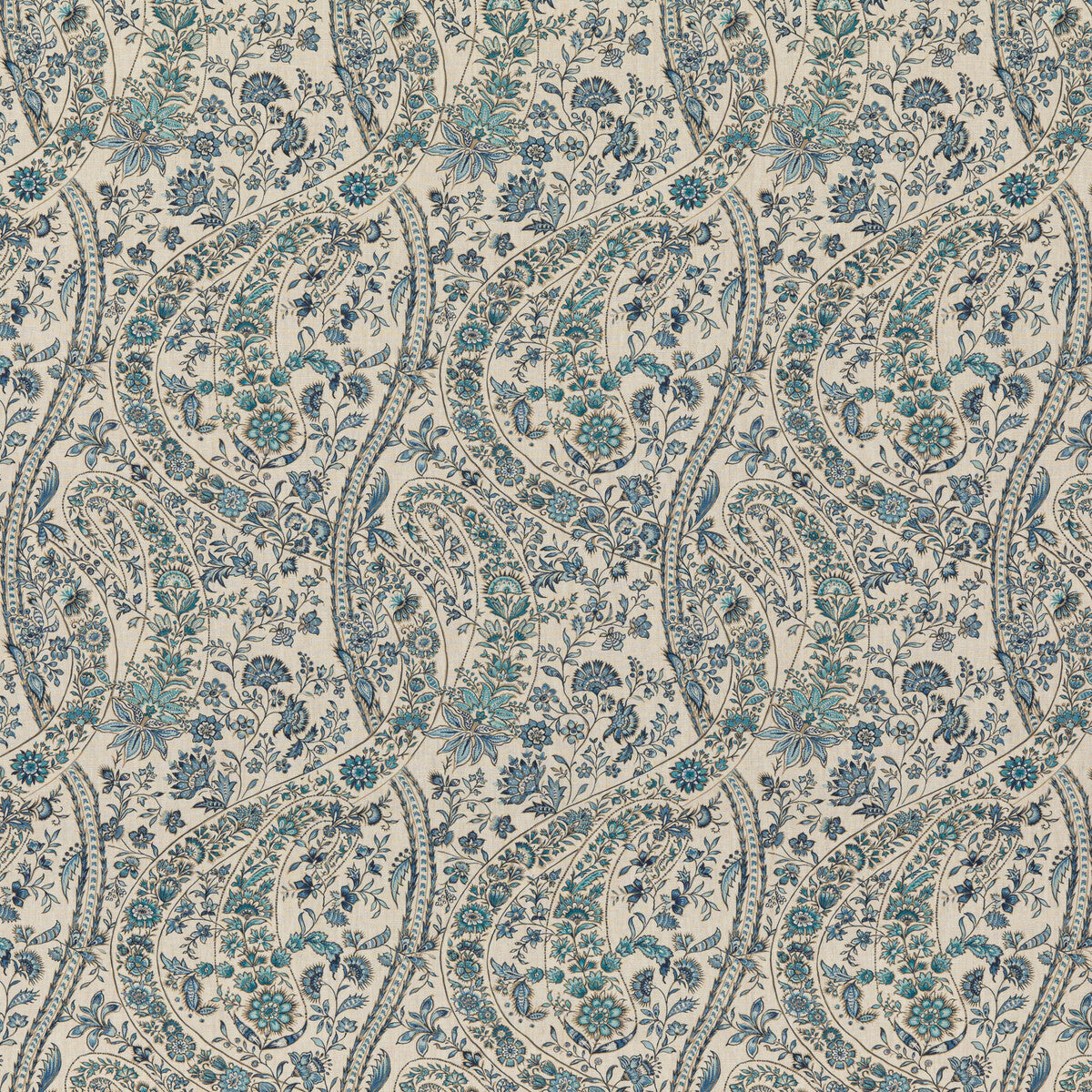 GP & J Baker Bukhara Paisley Blue Fabric BP10835.1.0