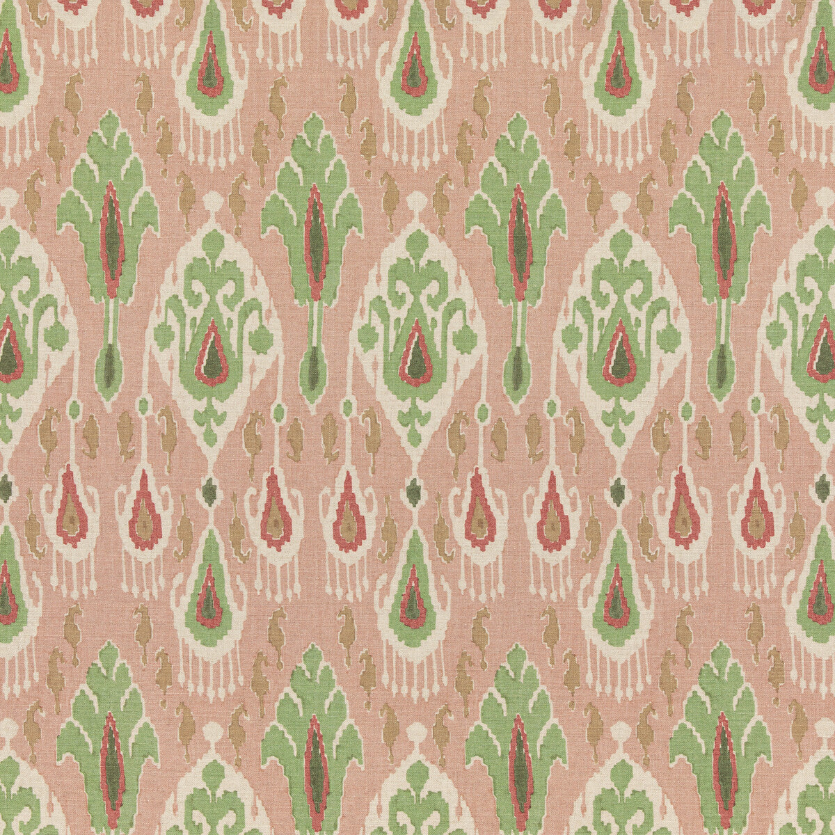 GP & J Baker Ikat Bokhara Rose/Green Fabric Sample BP10853.4.0