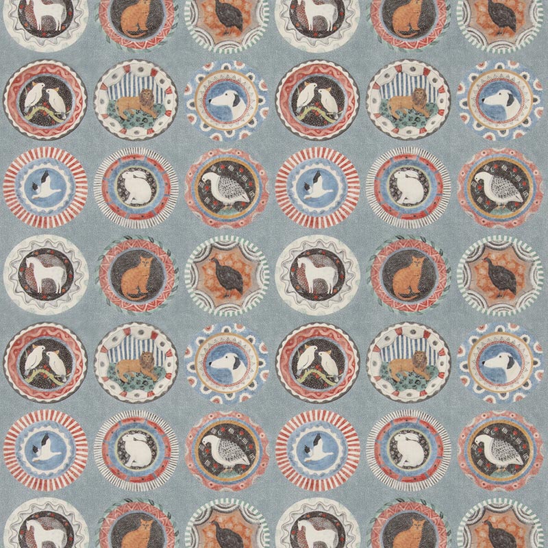 GP & J Baker Robina'S Dinner Party Teal Fabric Sample BP11047.5.0