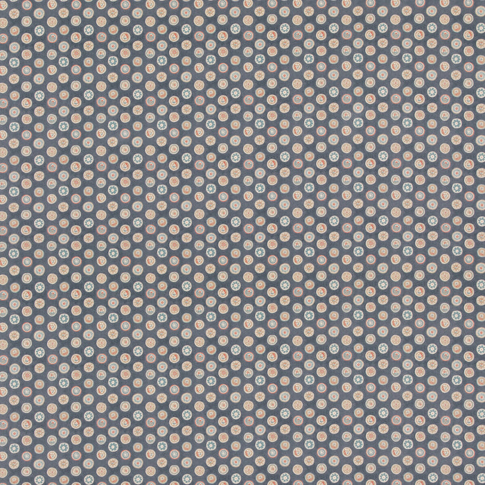 GP & J Baker Court Buttons Indigo Fabric Sample BP11094.2.0