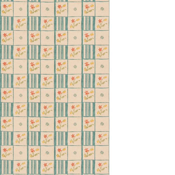 GP & J Baker Forget-Me-Not Teal/Spice Fabric BP11137.4.0