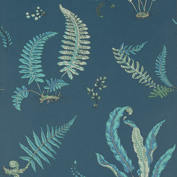 GP & J Baker Ferns Indigo/Teal Wallpaper Sample BW45044.9.0
