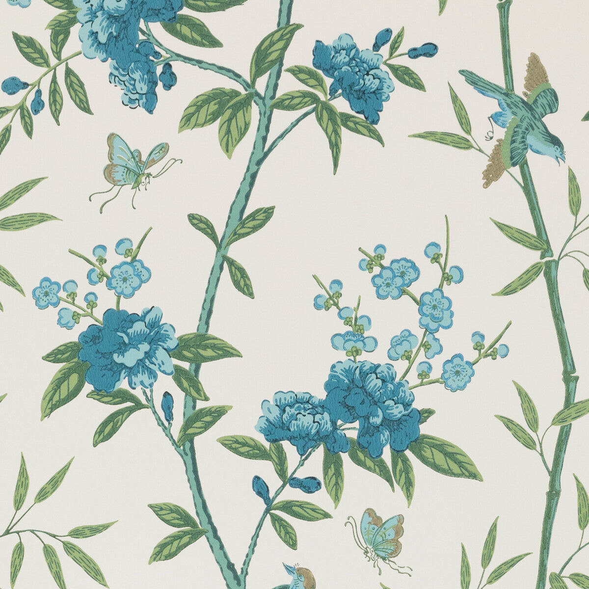 GP & J Baker Peony & Blossom Indigo/Teal Wallpaper BW45066.5.0