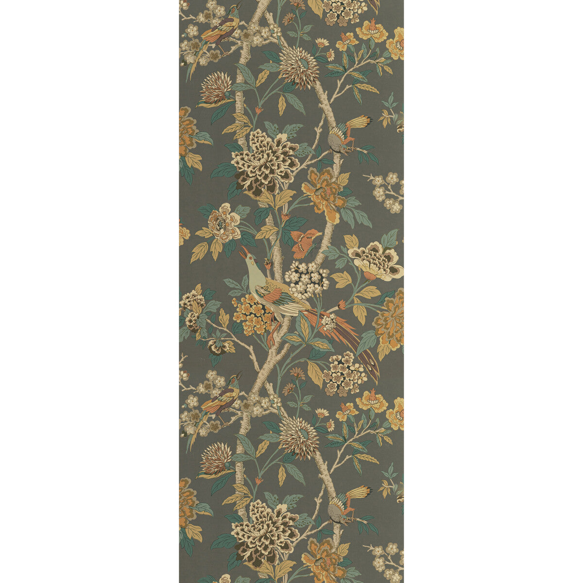 GP & J Baker Hydrangea Bird Charcoal/Sienna Wallpaper BW45091.2.0