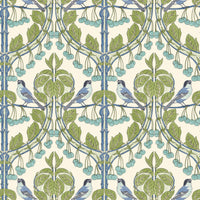 GP & J Baker Birds & Cherries Green/Blue Wallpaper BW45100.2.0