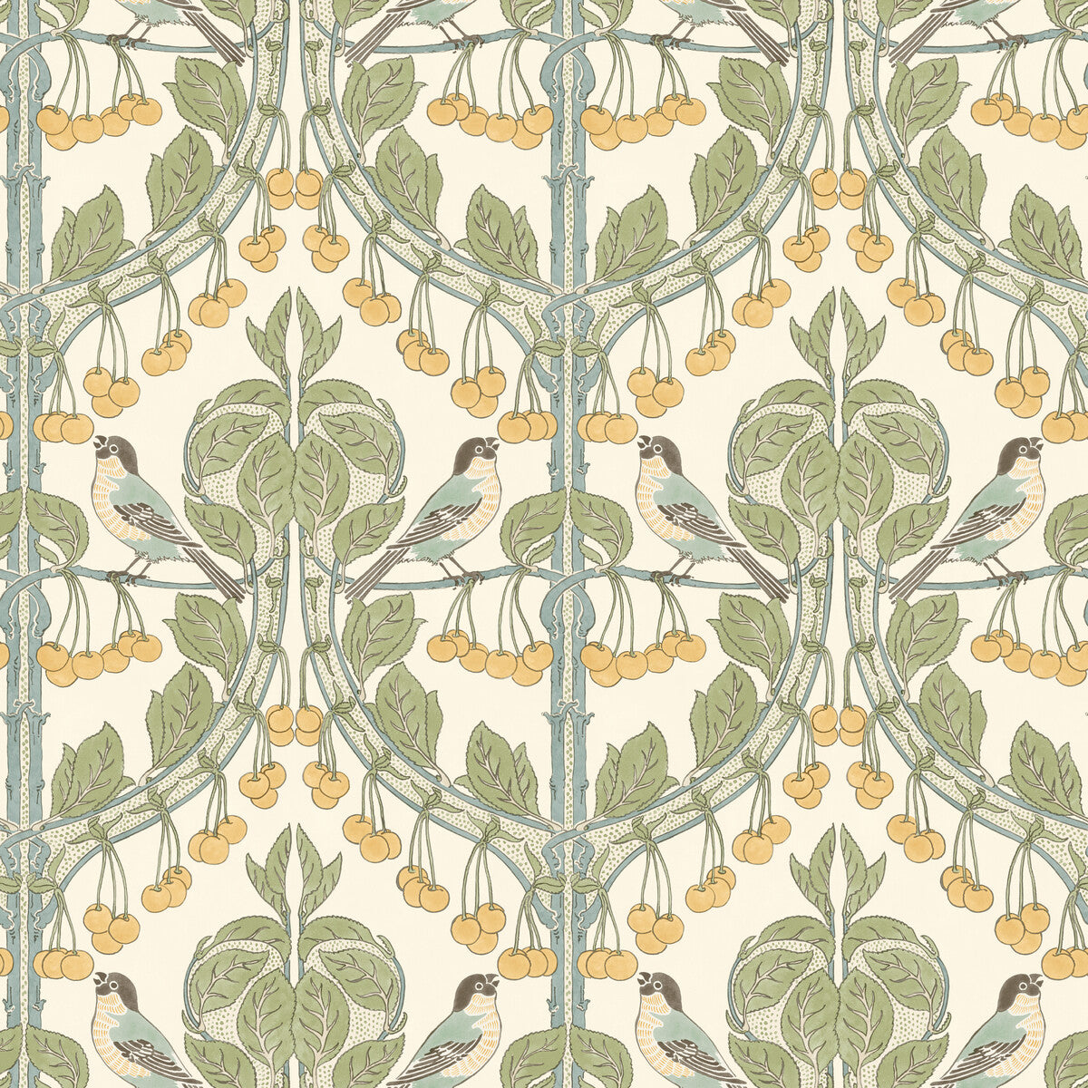 GP & J Baker Birds & Cherries Aqua Wallpaper BW45100.3.0