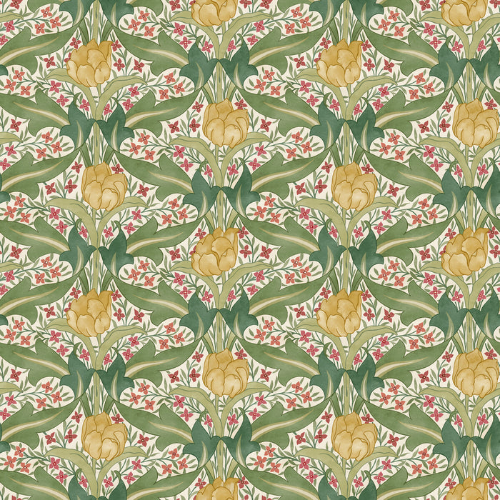 GP & J Baker Tulip & Jasmine Red/Green Wallpaper Sample BW45104.1.0