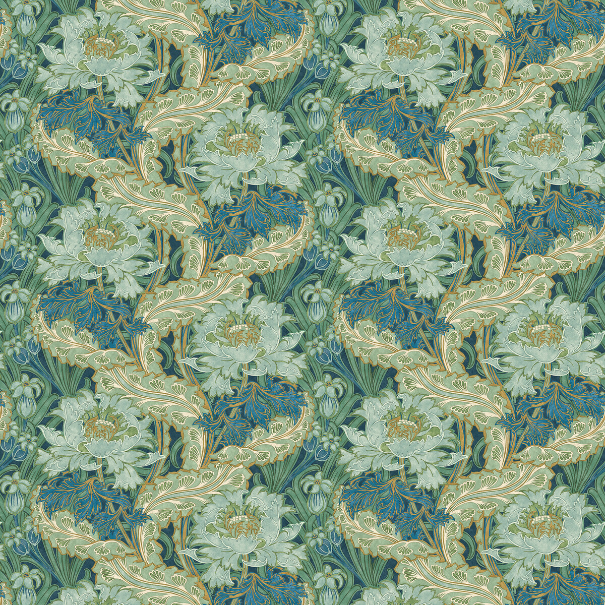 GP & J Baker Brantwood Indigo/Teal Wallpaper BW45105.2.0