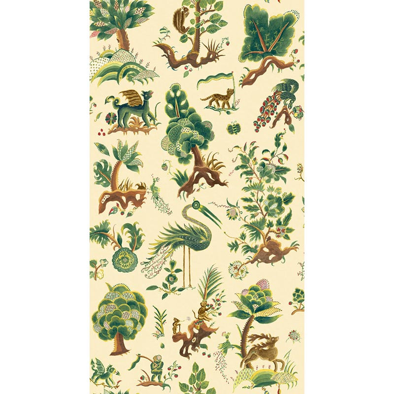 GP & J Baker Gertrude Document Green Wallpaper Sample BW45127.1.0