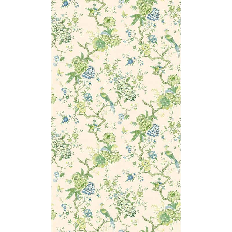 GP & J Baker Oriental Bird Green/Blue Wallpaper BW45128.1.0
