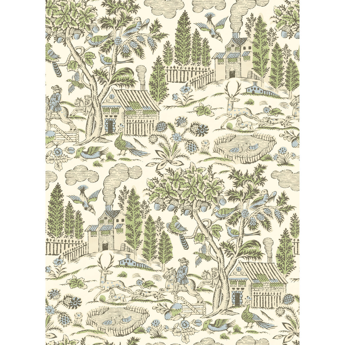 GP & J Baker Home Park Soft Green/Blue Wallpaper BW45143.5.0