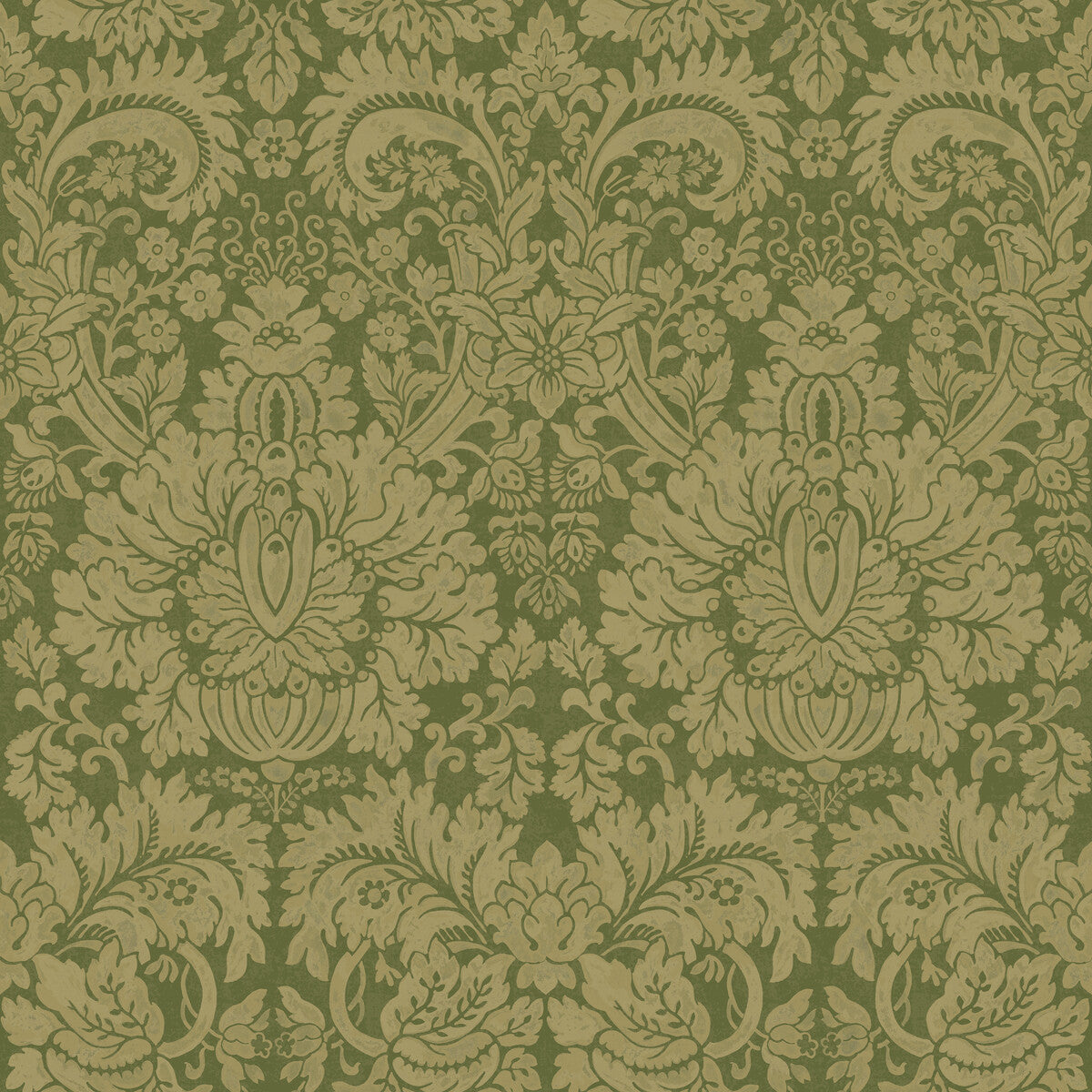 GP & J Baker Queen'S Damask Royal Green Wallpaper Sample BW45146.1.0