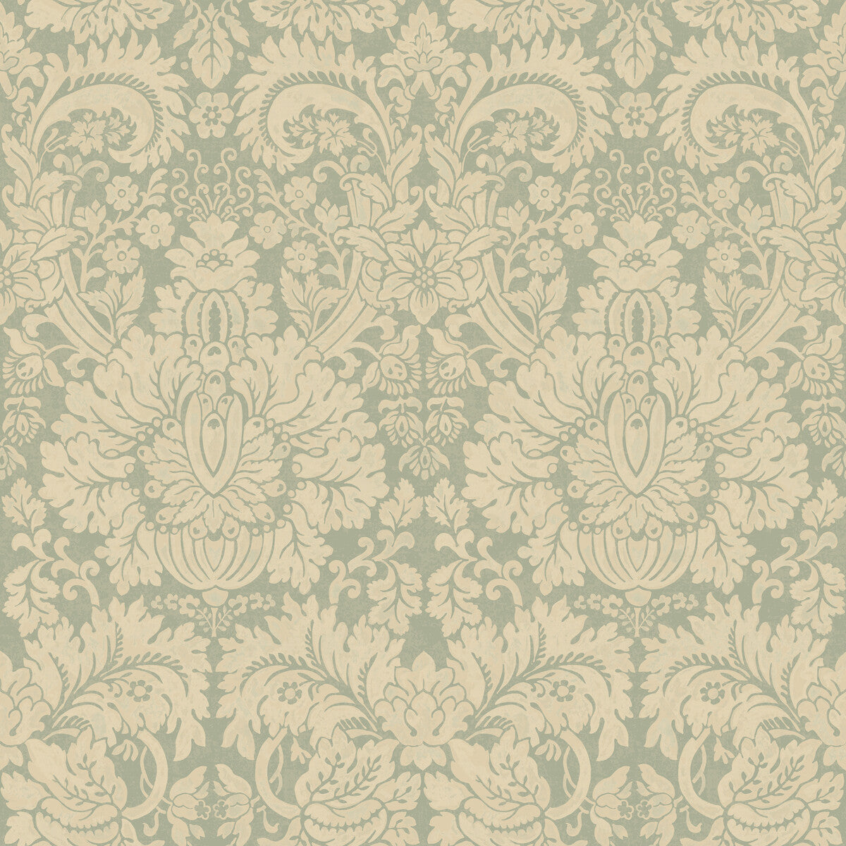 GP & J Baker Queen'S Damask Aquamarine Wallpaper Sample BW45146.2.0