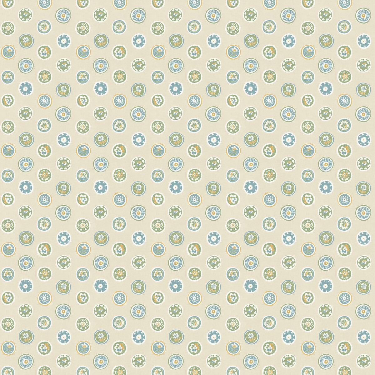 GP & J Baker Court Buttons Blue/Green Wallpaper BW45147.1.0
