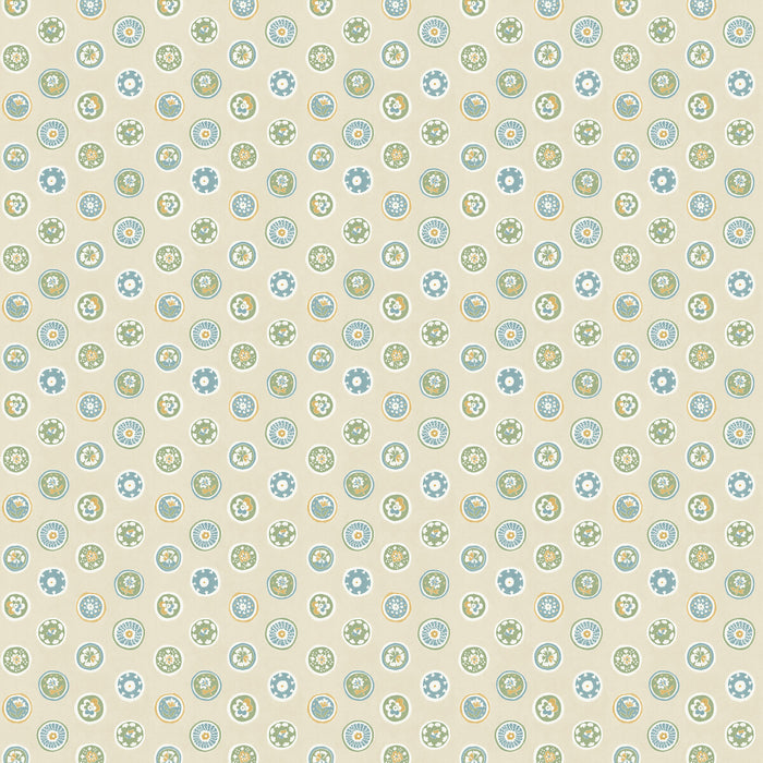 GP & J Baker Court Buttons Blue/Green Wallpaper Sample BW45147.1.0