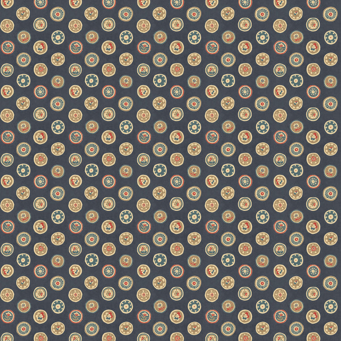 GP & J Baker Court Buttons Indigo Wallpaper Sample BW45147.2.0