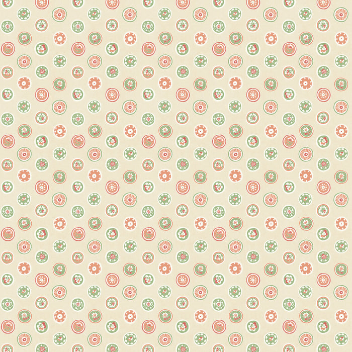 GP & J Baker Court Buttons Pink/Green Wallpaper Sample BW45147.3.0