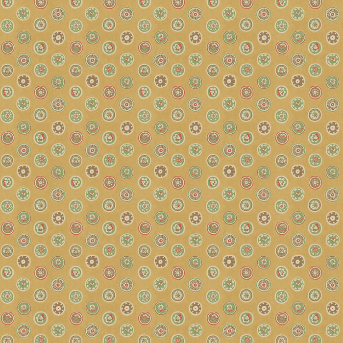 GP & J Baker Court Buttons Ochre Wallpaper Sample BW45147.4.0