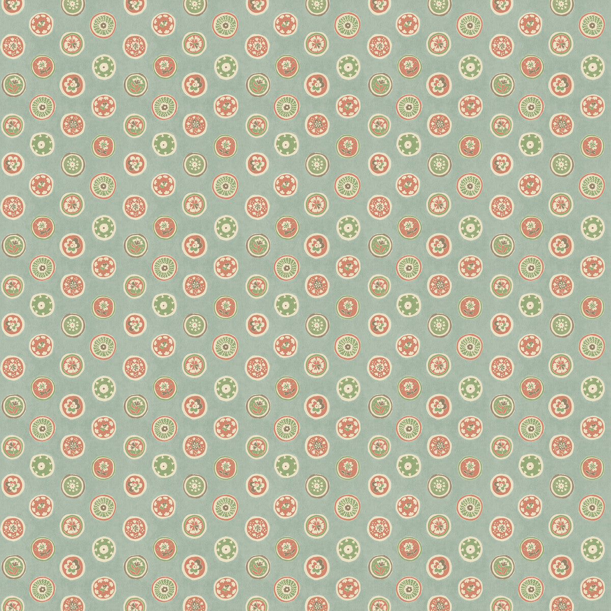GP & J Baker Court Buttons Aqua/Red Wallpaper BW45147.6.0