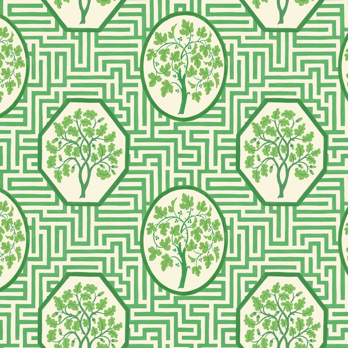 GP & J Baker Royal Maze Royal Green Wallpaper Sample BW45148.1.0