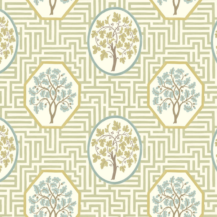 GP & J Baker Royal Maze Sage Wallpaper Sample BW45148.3.0