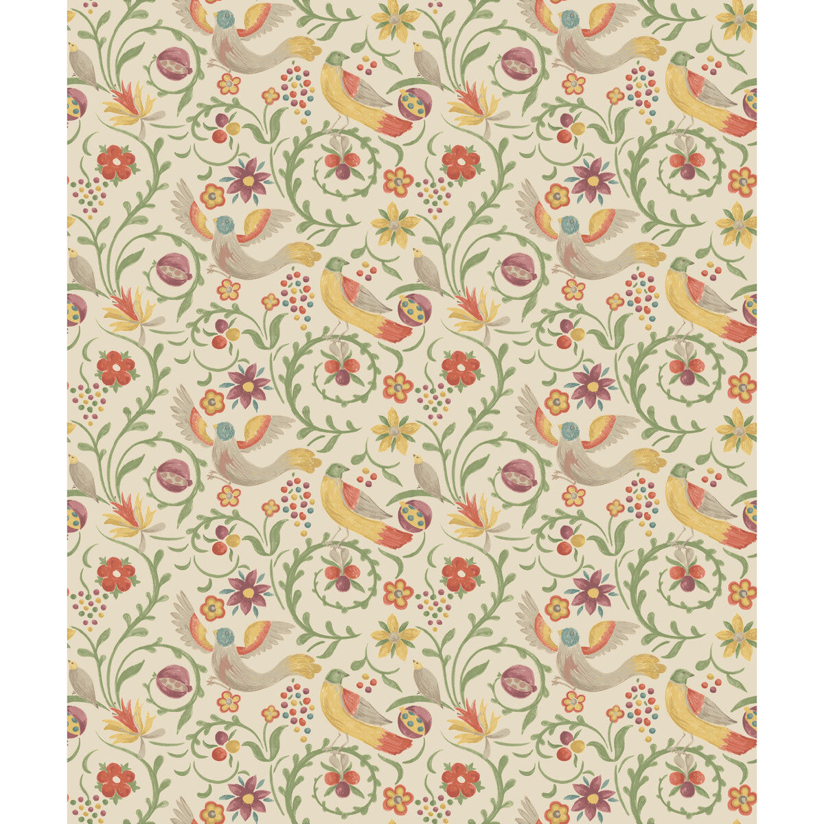 GP & J Baker Royal Court Red/Green Wallpaper Sample BW45149.1.0