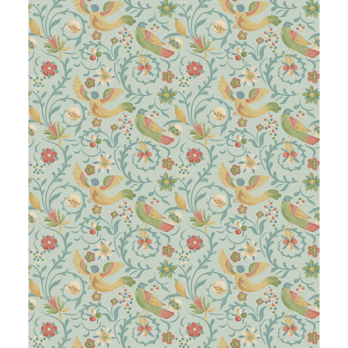 GP & J Baker Royal Court Aqua Wallpaper Sample BW45149.4.0