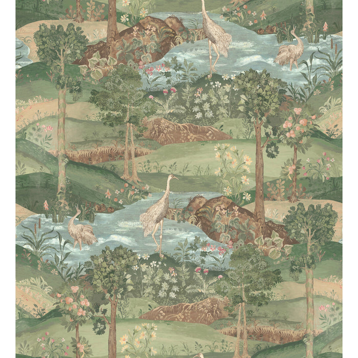 GP & J Baker Palace Tapestry Royal Green Wallpaper Sample BW45151.1.0