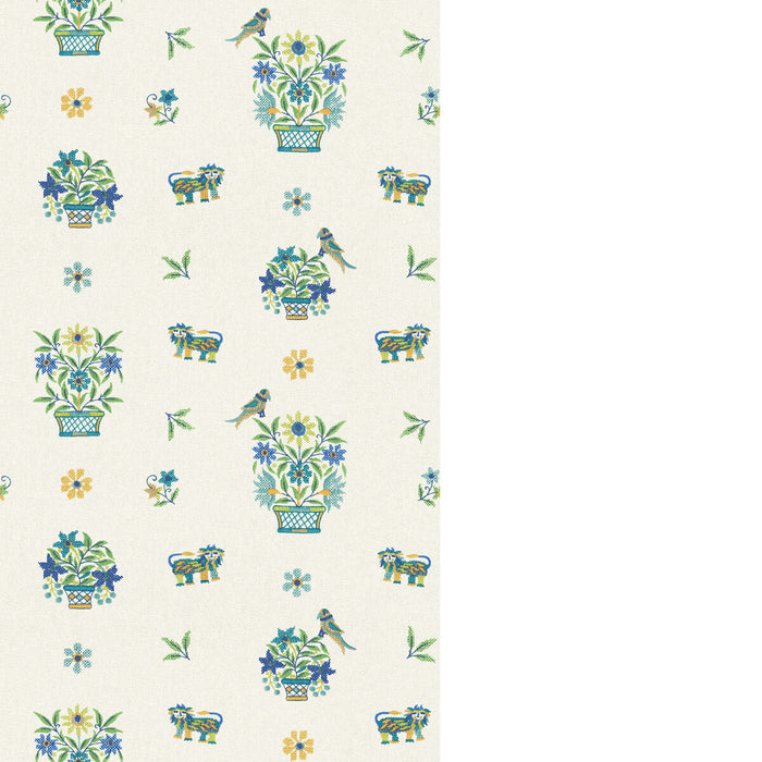 GP & J Baker Roar Stitch Blue/Green Wallpaper BW45165.3.0