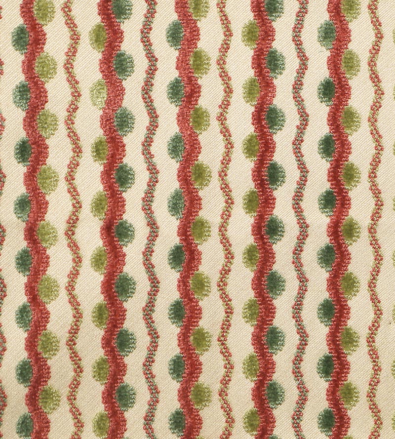 Old World Weavers Lavina Squiggle Raspberry Leaf Fabric BX40593196