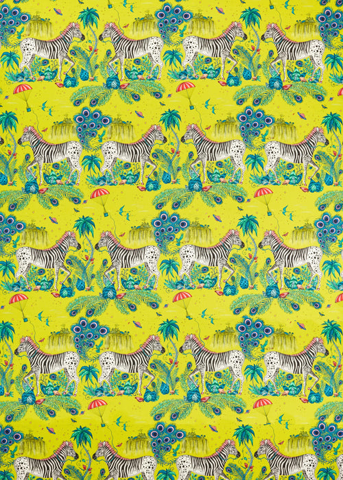 Clarke & Clarke Lost World Lime Fabric Sample CCF0867-01.CAC.0