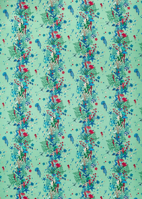 Clarke & Clarke Seaforest Aqua Fabric CCF0870-01.CAC.0