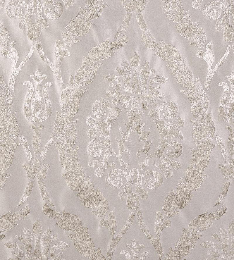 Christian Fischbacher Corona Damask Pearl Fabric Sample CH06310107