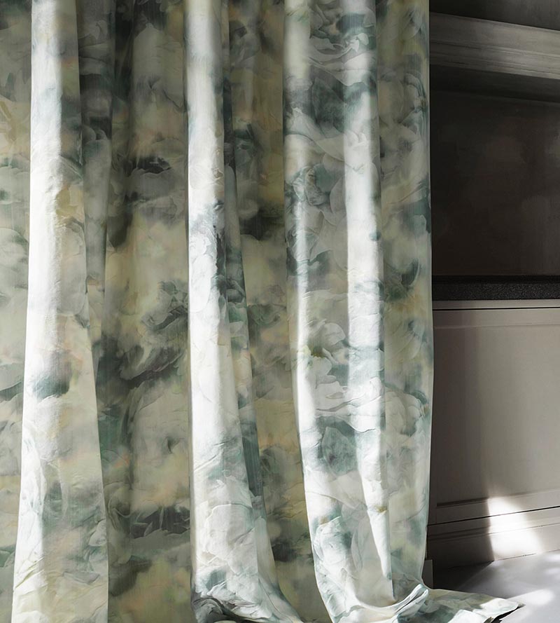 Christian Fischbacher Antoinette Warp Print Silver Opal Fabric Sample CH44110109