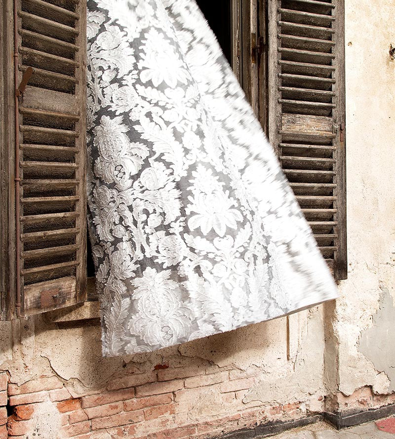 Christian Fischbacher Linen Madras Winter White Fabric Sample CH06450500