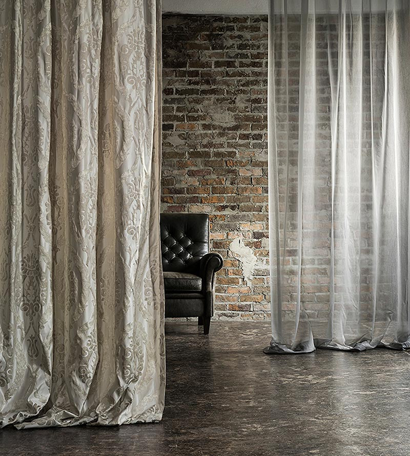 Christian Fischbacher Corona Damask Pearl Fabric Sample CH06310107