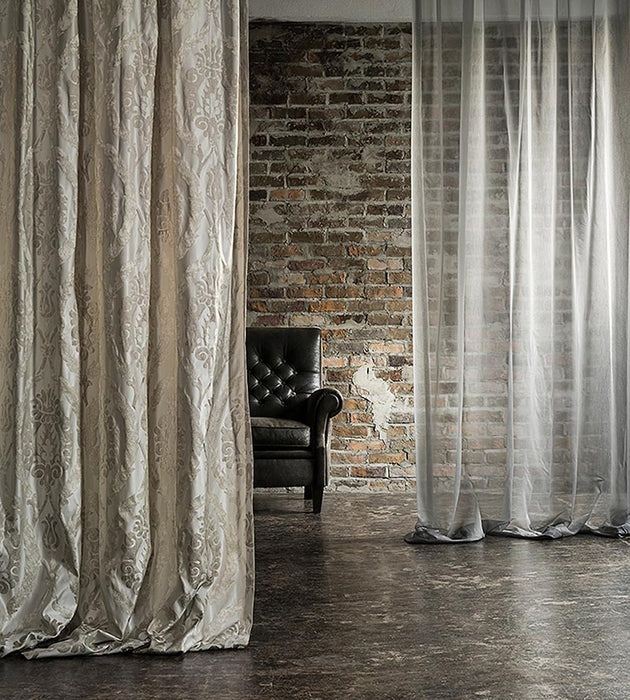 Christian Fischbacher Corona Damask Oatmeal Fabric Sample CH06310105