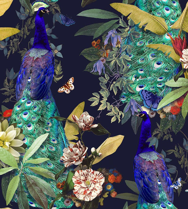 Christian Fischbacher Peacock Society Peacock Fabric Sample CH45080809