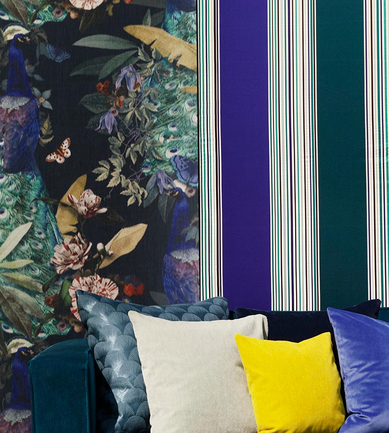 Christian Fischbacher Peacock Society Peacock Fabric Sample CH45080809