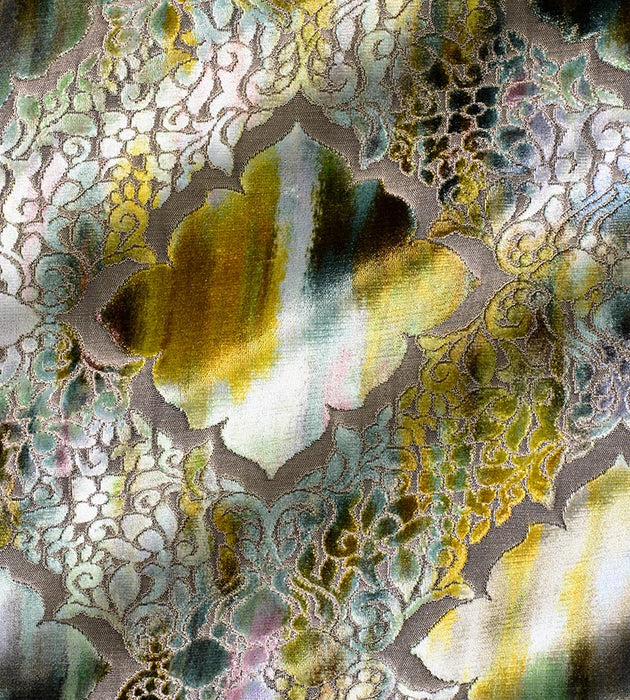 Christian Fischbacher Regale Teal Citrine Fabric Sample CH06590909