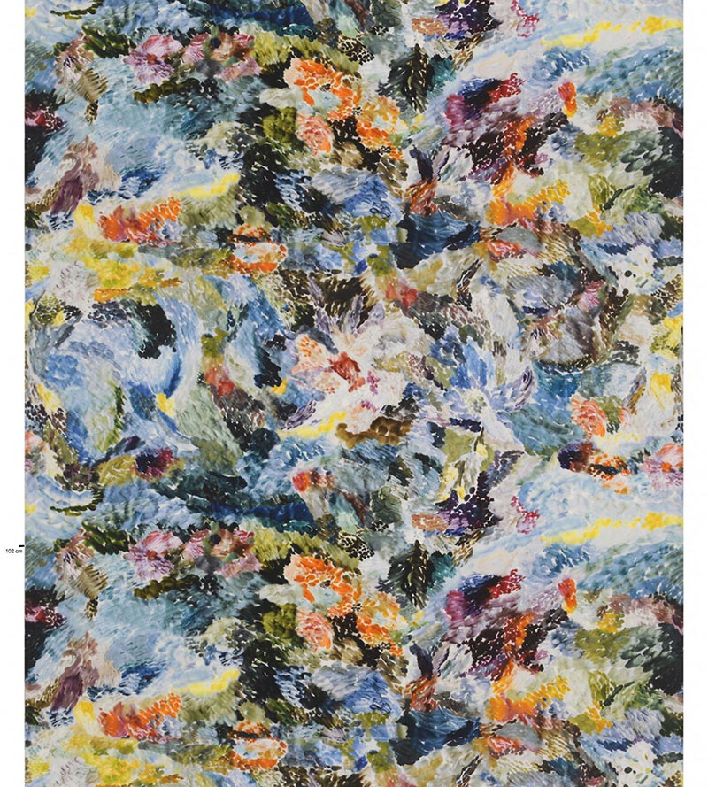 Christian Fischbacher Vernissage Blue Multi Fabric Sample CH44560601