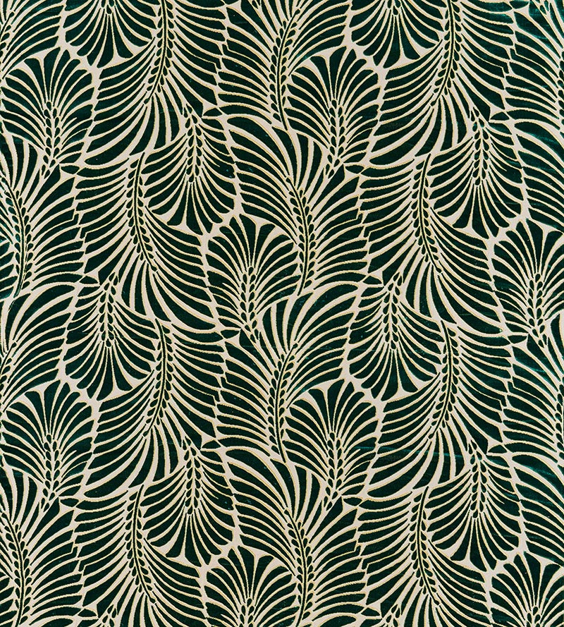 Old World Weavers Plumes Silk Velvet Viridian Fabric CN15230001