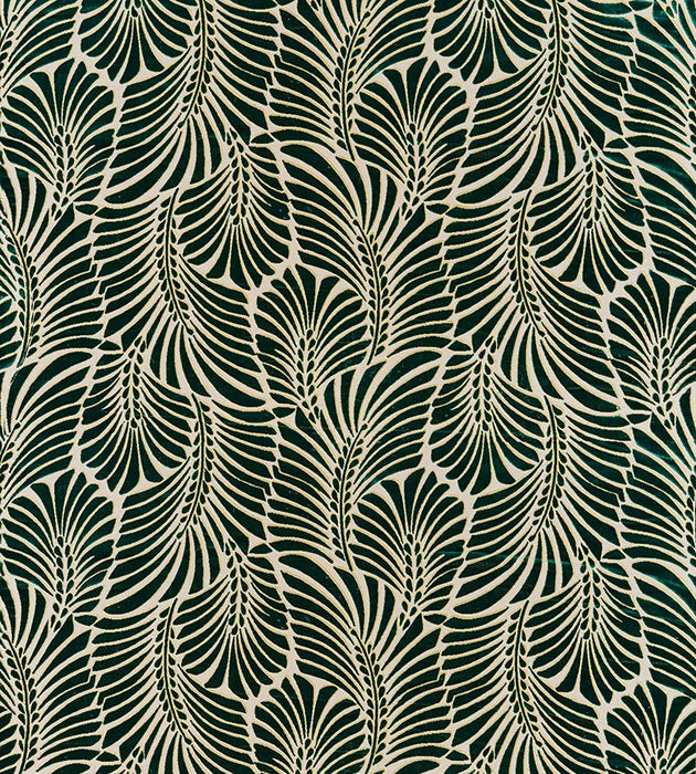 Old World Weavers Plumes Silk Velvet Viridian Fabric CN15230001
