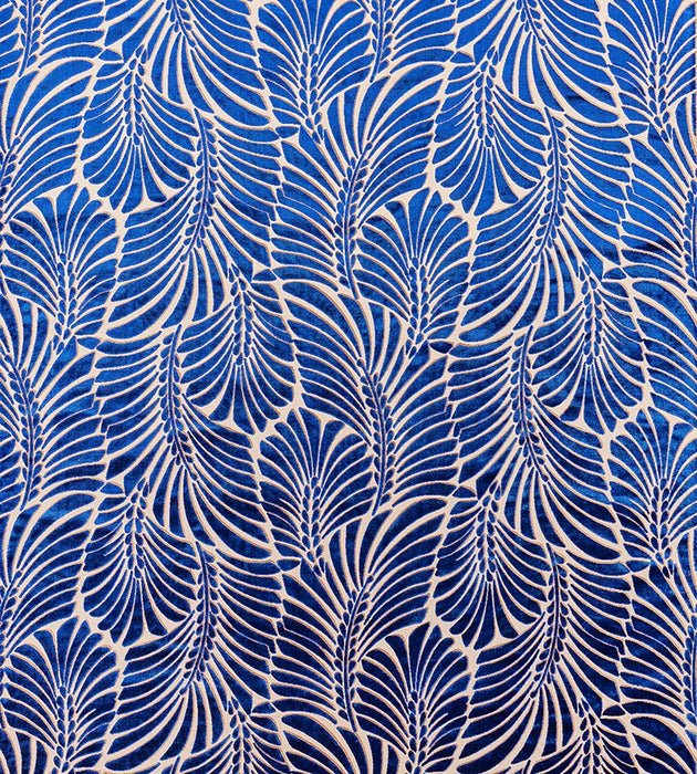 Old World Weavers Plumes Silk Velvet Sapphire Fabric CN15230002