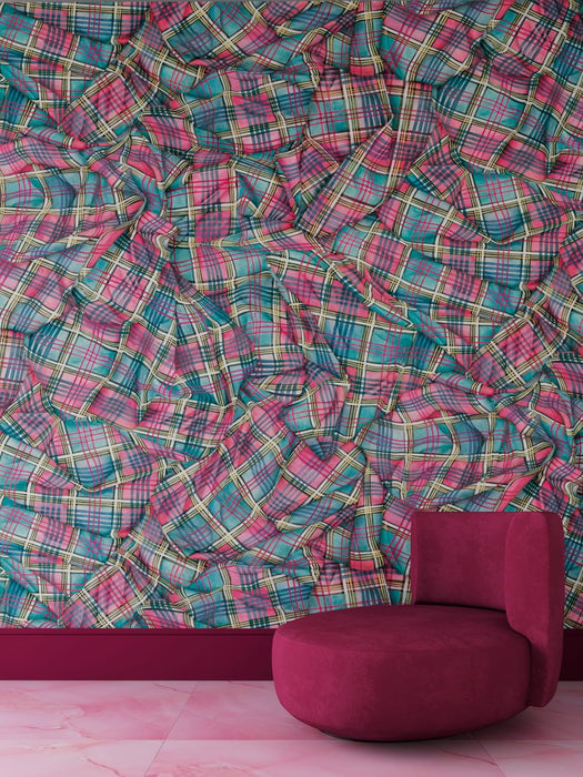 Cole & Son Draped Tartan Magenta Wallpaper 130/2006.CS.0