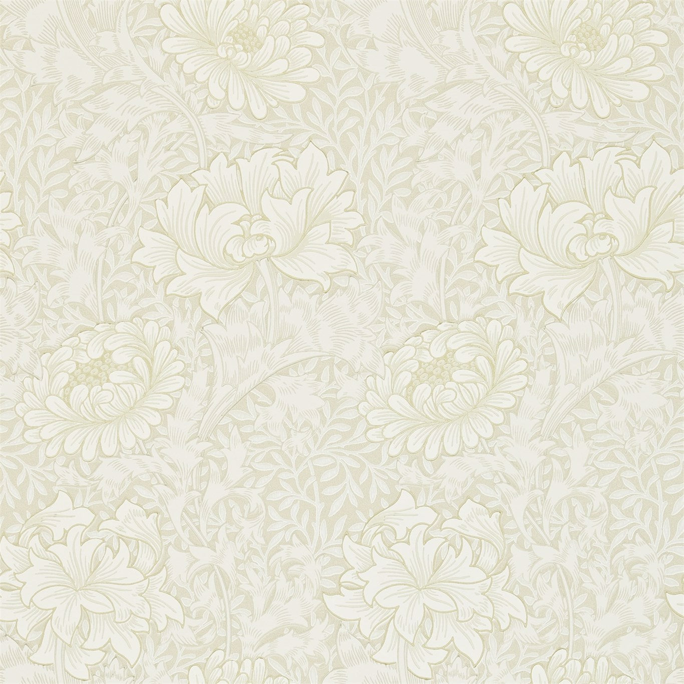 Morris & Co Chrysanthemum Chalk Wallpaper Sample DARW212546
