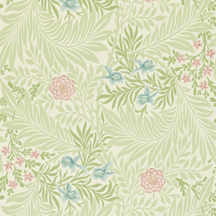 Morris & Co Larkspur Green/Coral Wallpaper Sample DARW212558