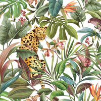 Daisy Bennett Tropical Leopard  Gloss White Wallpaper DB20105